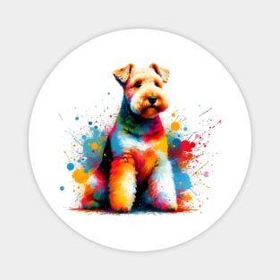 Vibrant Lakeland Terrier in Colorful Splash Art Magnet